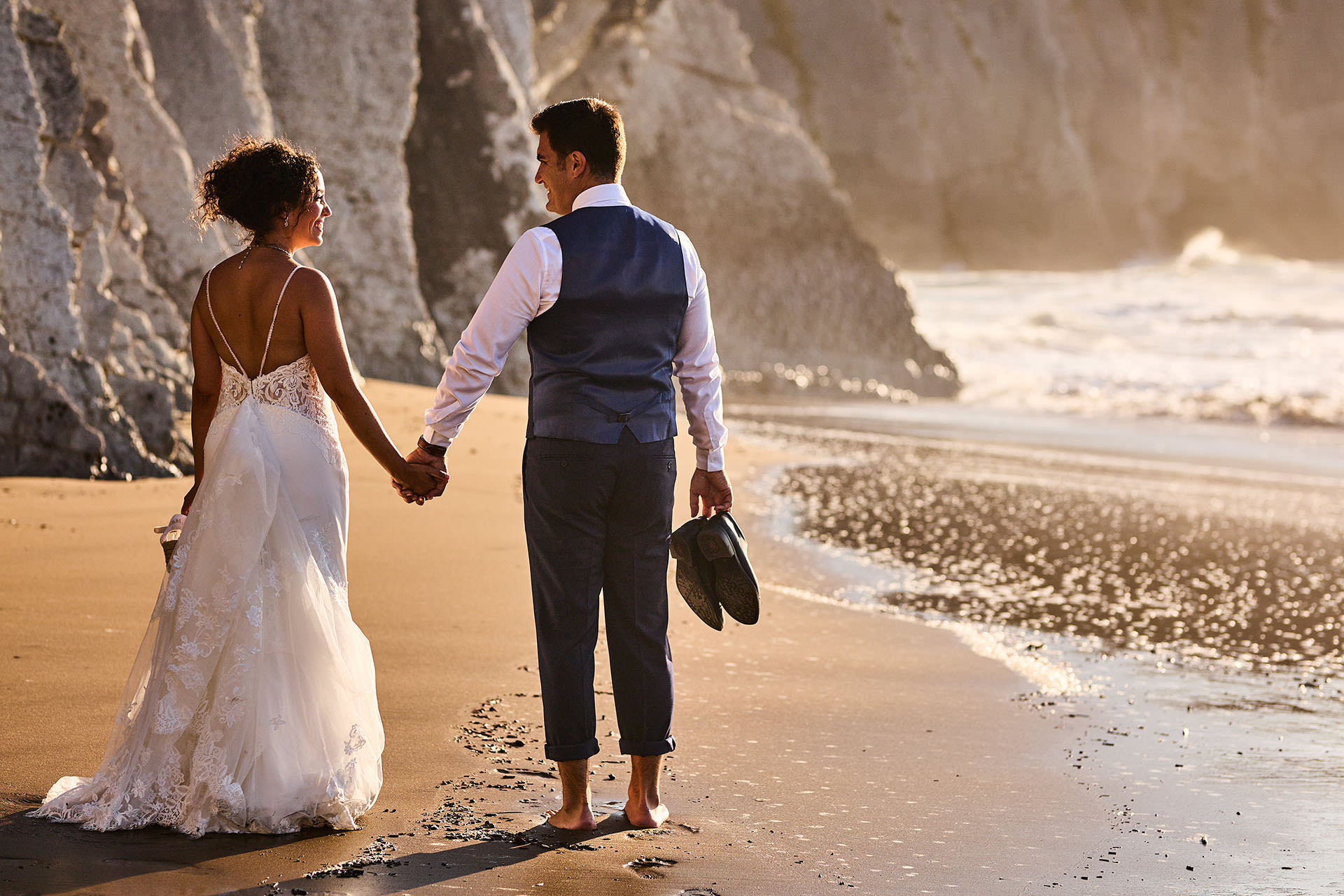 postboda en la playa